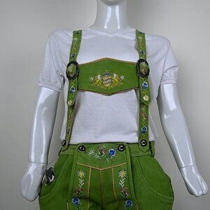 Oktoberfest outfit Womens Suede Lederhosen Green Classic Ladies Leather Short